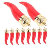 AKOOSY Set 10 Ciondoli a Forma Di Peperone Rosso in Plastica Leggera, Accessori Per Creazioni Di Gioielli Fai Da Te, Decorazioni Sospese Per Bracciali, Collane e Artigianato Festivo