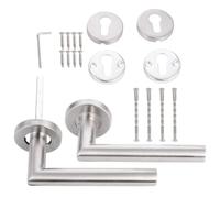 AKOOSY Set 2 Pezzi Maniglia per Porta Interna in Acciaio Inossidabile Argento, Forma Rotonda, Stile Moderno Contemporaneo, Adatta a Tutte le Dimensioni Porte senza Fori Preforati