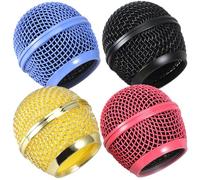 AKOOSY Set 4 Pezzi Testa Griglia Microfono in Metallo Colorato, Parabrezza per Microfono Cablato e Wireless, Copertura Rete Resistente per Accessori Microfoni, Adatto per Performance
