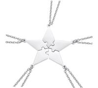 AKOOSY Set 5 Collane Ciondolo a Forma Di Puzzle Cinque Punte, Collane Amici Inacciaio Inox, Accessori Gioielli Resistenti Per Donna Da Indossare Tutti i Giorni