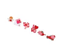 AKOOSY Set 6 Spille a Forma di Cuore in Lega Anti-ossidazione Simboli Cupido e Lettere D’amore, Accessori Decorativi per Anniversario e Abbigliamento Romantico Uomo Donna