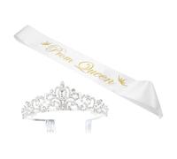 AKOOSY Set da 2 Pezzi Fascia e Corona Decorativa con Cristalli per Ballo di Fine Anno, Matrimonio e Feste, Accessori Antiruggine Design Luminoso e Resistente per Chioma da Sposa e