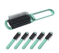 AKOOSY Spazzole Pieghevoli con Specchio Integrato per Chioma Set 6 Pezzi in ABS e Vetro Pettine Massaggiante Portatile Compatte per Viaggio e Borsa per Viaggio e Borsa