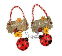 AKOOSY Targhetta da Appendere Decorazione di Benvenuto a Forma di Coccinella Set 2 Pezzi in Resina Rossa Facile da Appendere per Porta D'ingresso e Decorazione Interna