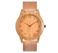 Akopiuto Black/Coffee/Beige Dial Natural Bamboo Wood Watch Men Women Genuine Leather Wooden Clock Male hour Menbrown