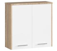 AKORD | Armadietto Bagno da Parete FIN W60 | 2 Ripiani e 2 Ante | 60 x 60 x 22,5 cm | Peso 18 kg | Mobiletto Sospeso | Pensile Mobile | Salvaspazio | Mobiletti a Muro | Rovere Sonoma|Bianco