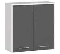 AKORD | Armadietto Bagno da Parete FIN W60 | 2 Ripiani e 2 Ante | 60 x 60 x 22,5 cm | Peso 18 kg | Mobiletto Sospeso | Pensile Mobile | Salvaspazio | Mobiletti a Muro | Bianco/Grigio grafite