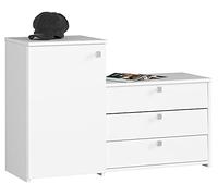 AKORD | Armadio 2 in 1 + Organize Scarpiera Portascarpe in legno | Grande Capacità di Stoccaggio Salva-Spazio per il Corridoio | Moderne | 98,4 x 68/43 x 33 cm | Peso 29 kg | Bianco