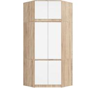 AKORD Armadio Angolare con Rialzo S100, Guardaroba 6 Ante e 9 Ripiani, Mobile Salvaspazio per Camera e Corridoio, 100x235x50 cm, Rovere Sonoma & Bianco