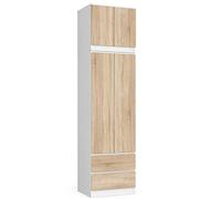 AKORD | Armadio con Estensione | Armadio con Ripiani, e Appendiabiti e Cassetti | 234 cm di Altezza | Mobiletto Cameretta Camera da Letto | Mobili soggiorno | Guardaroba |Bianco | Rovere Sonoma
