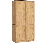 AKORD Armadio Guardaroba S90, 4 Ante, 4 Ripiani e Asta Appendiabiti, Mobile per Camera da Letto e Ufficio, Laminato, 90x51x180 cm, Rovere Craft