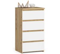 AKORD | Cassettiera a 4 Cassetti | Credenza Alta | Moderna Mobiletto per Soggiorno Sala da Pranzo Camera da Letto Corridoio Bagno | Armadio Cameretta | 35x40x74 cm | Artigiano di quercia