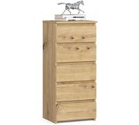 AKORD | Cassettiera a 5 Cassetti | Credenza Alta | Moderna Mobiletto per Soggiorno Sala da Pranzo Camera da Letto Corridoio Bagno | Armadio Cameretta | 35x40x92 cm | Rovere Artigianale