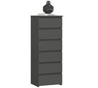 AKORD | Cassettiera a 6 Cassetti | Credenza Alta | Moderna Mobiletto per Soggiorno Sala da Pranzo Camera da Letto Corridoio Bagno | Armadio Cameretta | 35x40x109 cm | Grigio Grafite