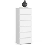 AKORD | Cassettiera a 6 Cassetti | Credenza Alta | Moderna Mobiletto per Soggiorno Sala da Pranzo Camera da Letto Corridoio Bagno | Armadio Cameretta | 35x40x109 cm | Bianco