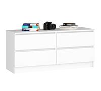 AKORD Cassettiera K-120 con 4 Cassetti | Moderna Mobiletto per Soggiorno Sala da Pranzo Camera da Letto Corridoio Bagno | Armadio Cameretta | 120x55x40 cm | Bianco