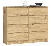 AKORD Cassettiera K-120 con 8 (2x4) Cassetti | Moderna Mobiletto per Soggiorno Sala da Pranzo Camera da Letto Corridoio Bagno | Armadio Cameretta | 120x99x40 cm | Peso 65 kg | Rovere Artigianale