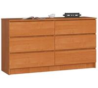 AKORD Cassettiera K 140 cm 6 (2 x 3) Cassetti | Moderna Mobiletto per Soggiorno Sala da Pranzo Camera da Letto | Armadio Cameretta | 138 x 77 x 40 cm | Peso 51kg | Ontano |