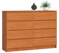 AKORD Cassettiera K 140 cm 8 (2 x 4) Cassetti | Moderna Mobiletto per Soggiorno Sala da Pranzo Camera da Letto | Armadio Cameretta | 138 x 99 x 40 cm | Peso 72kg | Ontano