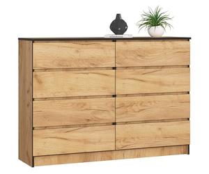 AKORD Cassettiera K 140 cm 8 (2 x 4) Cassetti | Moderna Mobiletto per Soggiorno Sala da Pranzo Camera da Letto | Armadio Cameretta | 138 x 99 x 40 cm | Peso 72kg | Quercia Artigianale