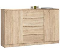 AKORD Cassettiera K 160 cm | 4 Cassetti e 2 Ante | Moderna Mobiletto per il soggiorno Camera da letto Armadio Soggiorno Bagno | Salvaspazio | Sonoma