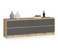 AKORD Cassettiera K 160 cm | 4 Cassetti | Moderna Mobiletto per il soggiorno Camera da letto Armadio Soggiorno Bagno | Salvaspazio | 160 x 55 x 40 cm | Handwerker Eik/Grafietgrijs
