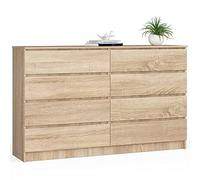 AKORD Cassettiera K 160 cm | 8 Cassetti | Moderna Mobiletto per il soggiorno Camera da letto Armadio Soggiorno Bagno | Salvaspazio | 160 x 99 x 40 cm | Rovere di Sonoma