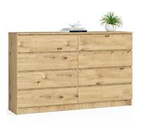 AKORD Cassettiera K 160 cm | 8 Cassetti | Moderna Mobiletto per il soggiorno Camera da letto Armadio Soggiorno Bagno | Salvaspazio | 160 x 99 x 40 cm | Rovere artigianale