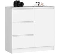 AKORD | Cassettiera K-80 JERRY con 3 Cassetti | Armadio Cameretta con 2 Ripiani e 1 Anta | Moderna Mobiletto per Soggiorno | Moderno | 80x77x35 cm | Bianco + Frontale Bianco