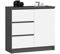 AKORD | Cassettiera K-80 JERRY con 3 Cassetti | Armadio Cameretta con 2 Ripiani e 1 Anta | Moderna Mobiletto per Soggiorno | Moderno | 80x77x35 cm | Grigio Grafite + Frontale Bianco