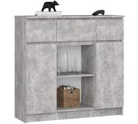 AKORD Cassettiera K100 con 2 Ante e 3 Cassetti 1 Scaffale | Mobiletti Ingresso Bagno | Armadio Cameretta | Comodino | Design moderno | 35x98x101 cm | Cemento