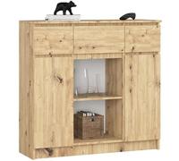 AKORD Cassettiera K100 con 2 Ante e 3 Cassetti 1 Scaffale | Mobiletti Ingresso Bagno | Armadio Cameretta | Comodino | Design moderno | 35x98x101 cm | Quercia Artisan