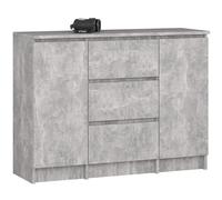AKORD Cassettiera K100 con 2 Ante e 3 Cassetti | Mobiletti Ingresso Bagno | Armadio Cameretta | Comodino | Design moderno | 35x76x101 cm | Cemento
