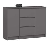 AKORD Cassettiera K100 con 2 Ante e 3 Cassetti | Mobiletti Ingresso Bagno | Armadio Cameretta | Comodino | Design moderno | 35x76x101 cm | Grigio Grafite