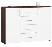 AKORD Cassettiera K45 con 4 cassetti e 2 ripiani con Ante | Mobiletti Ingresso Bagno | Armadio Cameretta | Comodino | B110 x H80 x P35 cm, peso 43 kg Wengé/Bianco