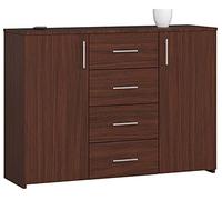 AKORD Cassettiera K45 con 4 cassetti e 2 ripiani con Ante | Mobiletti Ingresso Bagno | Armadio Cameretta | Comodino | B110 x H80 x P35 cm, peso 43 kg Wengé