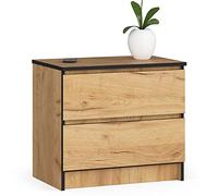 AKORD | Cassettiera K60 a 2 Cassetti | Moderna Mobiletto per Soggiorno Sala da Pranzo Camera da Letto Corridoio Bagno | Armadio Cameretta | 60x55x40 cm | Rovere Artisan | Bianco