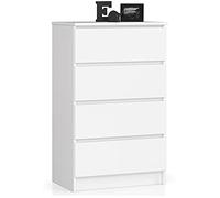 AKORD | Cassettiera K60 a 4 Cassetti | Credenza Alta | Moderna Mobiletto per Soggiorno Sala da Pranzo Camera da Letto Corridoio Bagno | Armadio Cameretta | 60x99x40 cm | Bianco/Rovere Sonoma