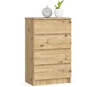 AKORD | Cassettiera K60 a 4 Cassetti | Credenza Alta | Moderna Mobiletto per Soggiorno Sala da Pranzo | Comodino | Piano di lavoro in laminato | 60x99x40cm | Rovere Artisan