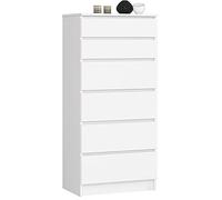 AKORD Cassettiera K60 con 6 Cassetti | Credenza Alta | Moderna Mobiletto per Soggiorno Sala da Pranzo Camera da Letto Corridoio Bagno | Armadio Cameretta | 60x130x40 cm, 43kg | Bianco