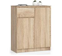 AKORD Cassettiera K80 con 2 ante e 1 cassetto | Mobiletti Ingresso Bagno | Armadio Cameretta | Comodino | Design moderno | L80 x H99 x P40 cm, peso 34 kg | Rovere Sonoma