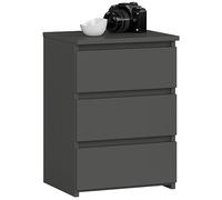 AKORD | Comodino CL-3 con 3 Cassetti | per il soggiorno, la camera da letto, il guardaroba, l'ufficio e lo studio | Design moderno e funzionale | 35 x 40 x 57 cm, 26 kg | Grigio grafite