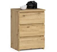 AKORD | Comodino CL-3 con 3 Cassetti | per il soggiorno, la camera da letto, il guardaroba, l'ufficio e lo studio | Design moderno e funzionale | 35 x 40 x 57 cm, 26 kg | Rovere Artigianale