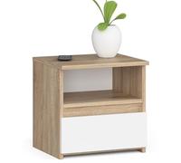 AKORD | Comodino Piccolo con un Cassetto e un Ripiano | Armadio Camera da Letto Cassettiera Scrivania | 40 x 40 x 35 cm | 16mm Pannello laminato | Rovere Sonoma - Frontale Bianco