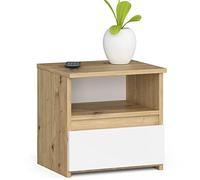 AKORD | Comodino Piccolo con un Cassetto e un Ripiano | Armadio Camera da Letto | Cassettiera Scrivania | Salvaspazio | 40x40x35 cm | 16mm Pannello laminato | Rovere Artigianale & Bianco Frontale