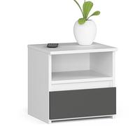 AKORD | Comodino Piccolo con un Cassetto e un Ripiano | Armadio Camera da Letto | Cassettiera Scrivania | Salvaspazio | 40x40x35 cm | 16mm Pannello laminato | Bianco & Grigio Grafite Frontale
