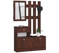AKORD | Guardaroba Completo 2 Pezzi | Scarpiera con Piano e Cassetto 90 x 70 x 25 cm | e Appendiabiti a Muro con Specchio 90 x 100 cm | Set Completo Ingresso | Peso 39 kg | Wenge