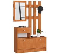 AKORD | Guardaroba Completo 2 Pezzi | Scarpiera con Piano e Cassetto 90 x 70 x 25 cm | e Appendiabiti a Muro con Specchio 90 x 100 cm | Set Completo Ingresso | Peso 39 kg | Ontano