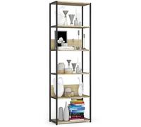 AKORD Libreria 6 ripiani 60 cm stile industriale/loft aperta struttura scheletrica legno/metallo cucina camera da letto ufficio