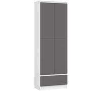 AKORD | Libreria per ufficio CLP 60 cm 1 cassetto e 2 ante | Libreria Chiusa | Porta Libri | Mobile Moderna con Ripiani | Salvaspazio | Librerie da Terra | Bianco & Grigio Grafite Frontale